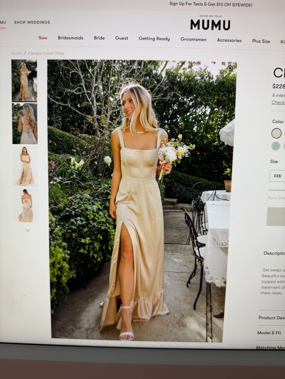 Show Me Your MuMu Beige Maxi Dress with Square Neck